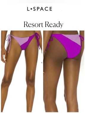L*Space Dani Classic Purple Bikini Bottom Two Tone Size Small New